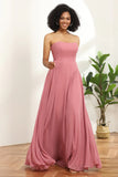 Chiffong A Line Blush Bridesmaid Klänning