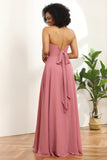 Chiffong A Line Blush Bridesmaid Klänning