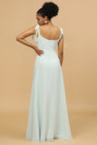 Mint Chiffon Bridesmaid Klänning med slits
