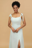 Mint Chiffon Bridesmaid Klänning med slits