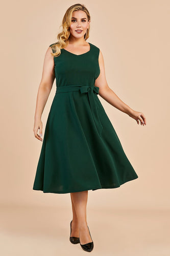 Mörkgrön Plus Size Vintage Swing klänning
