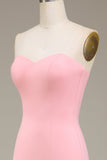 Rodnande Rosa Mermaid Sweetheart Satin Lång Brudtärneklänning