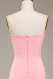Rodnande Rosa Mermaid Sweetheart Satin Lång Brudtärneklänning
