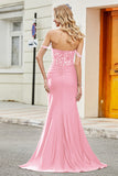 Fuchsia Mermaid Off The Shoulder Lång Balklänning med paljetter