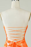 Axelbandslös Orange Tight Hemkomstklänning