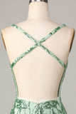 Gör Magic Sheath V-Neck Green Paljetter Kort Homecoming Klänning med rygglös