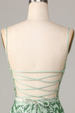 Fantasifull Flirt Bodycon Spaghetti Remmar Gröna paljetter Kort Homecoming Klänning