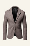 Khaki Tweed Notched Lapel Men Bröllop Blazer