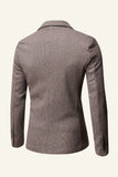 Khaki Tweed Notched Lapel Men Bröllop Blazer