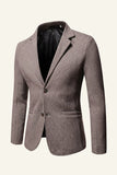 Khaki Tweed Notched Lapel Men Bröllop Blazer