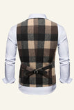 Lapel Brown herrdräkt check väst