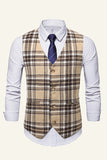 Lapel Brown herrdräkt check väst