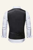 Enkelknäppt slim fit print herrdräktväst