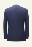Mörkblå pinstriped 3 stycken män bröllopsdräkter