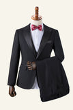 Black Peaked Lapel 3-delad herrdräkt smoking
