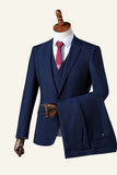 Navy Notched Lapel 3-delad herrdräkt
