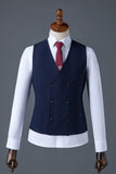 Navy Notched Lapel 3-delad herrdräkt