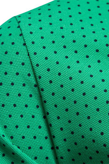 Klassisk grön vanlig passform Collared Polka Dots Mäns polotröja