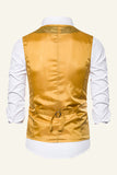 Sparkly Golden Lapel Paljetter herrväst med fluga