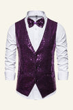Sparkly Golden Lapel Paljetter herrväst med fluga