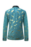 Turkos Jacquard Sjal Lapel Herrbal Kavaj