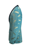 Turkos Jacquard Sjal Lapel Herrbal Kavaj