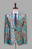 Svart och gyllene hakad lapel jacquard herrkavaj