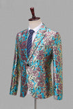 Svart och gyllene hakad lapel jacquard herrkavaj