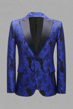 Grå Silver Jacquard Peak Lapel Herrbal kavaj