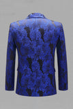 Grå Silver Jacquard Peak Lapel Herrbal kavaj