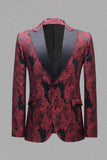 Grå Silver Jacquard Peak Lapel Herrbal kavaj
