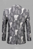 Grå Silver Jacquard Peak Lapel Herrbal kavaj