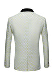 Biege Dots Jacquard 2 Piece Mäns baldräkter