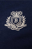 Marinblå Ränder Broderi Kortärmad Polotröja