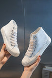 Vit Mid Top Lace Up Canvas Sneakers