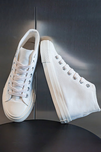 Vit Mid Top Lace Up Canvas Sneakers