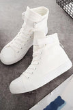 Vit spänne High Top Canvas Sneakers