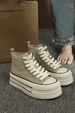 Lätta Khaki Platform High Top Canvas Sneakers