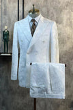 Vit Peak Slag Jacquard 2-delade herrdräkter