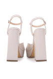 Elfenben Chunky Heeled Ankelrem Plattform Sandal
