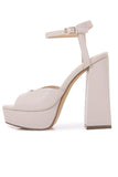 Elfenben Chunky Heeled Ankelrem Plattform Sandal