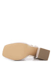 Elfenben Chunky Heeled Ankelrem Plattform Sandal