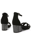 Svart Kors Vrist Strappy Chunky Heel Sandal