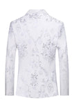 Vit Blommig Jacquard Peak Slag Män Balkostymer