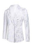Vit Blommig Jacquard Peak Slag Män Balkostymer