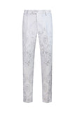 Vit Blommig Jacquard Peak Slag Män Balkostymer