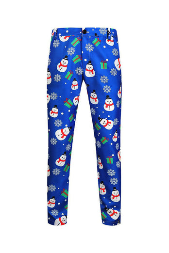 Blå snögubbe tryckta 3-delade julkostymer för män