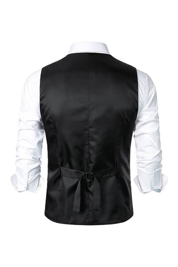 Mörkbrun randig enkelknäppt retro kostymväst för män