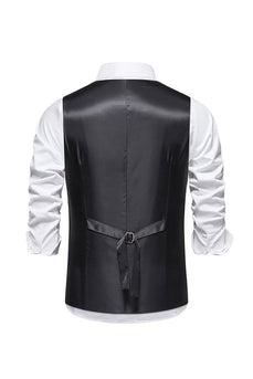 Khaki Retro Kavajslag Enkelknäppt Kostymväst för män