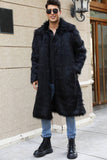 Brun Öppen Front Faux Fur Lång Herrkappa